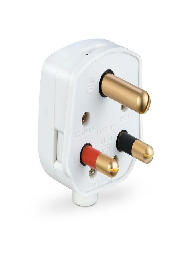 HOSPER - Plug Top 16A, 3 Pin ISI Certified - Heavy Brass Parts & Have Longer Durablity,Elegent Design Pack of 2 - Image 1